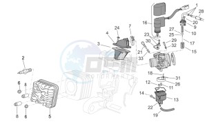 Scarabeo 50 2t e2 (eng. piaggio) drawing Cylinder head - Carburettor