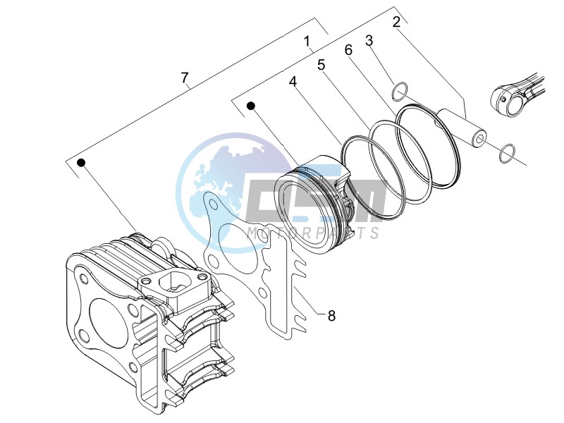 Cylinder-piston-wrist pin unit