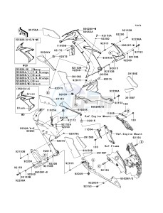 ZX 1000 E [NINJA ZX-10R] (E8F-E9FA) 0E9FA drawing COWLING LOWERS