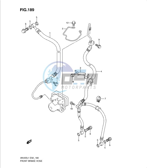 FRONT BRAKE HOSE (AN400ZAL1 E19)