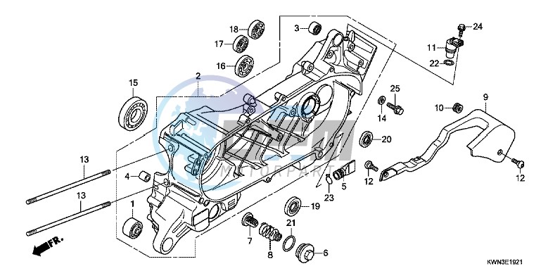 LEFT CRANKCASE (WW125EX2C/ EX2D/ EX2E/ D)