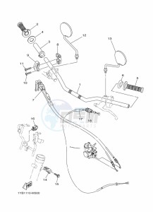 XT250 XT250M (B1UC) drawing STEERING HANDLE & CABLE