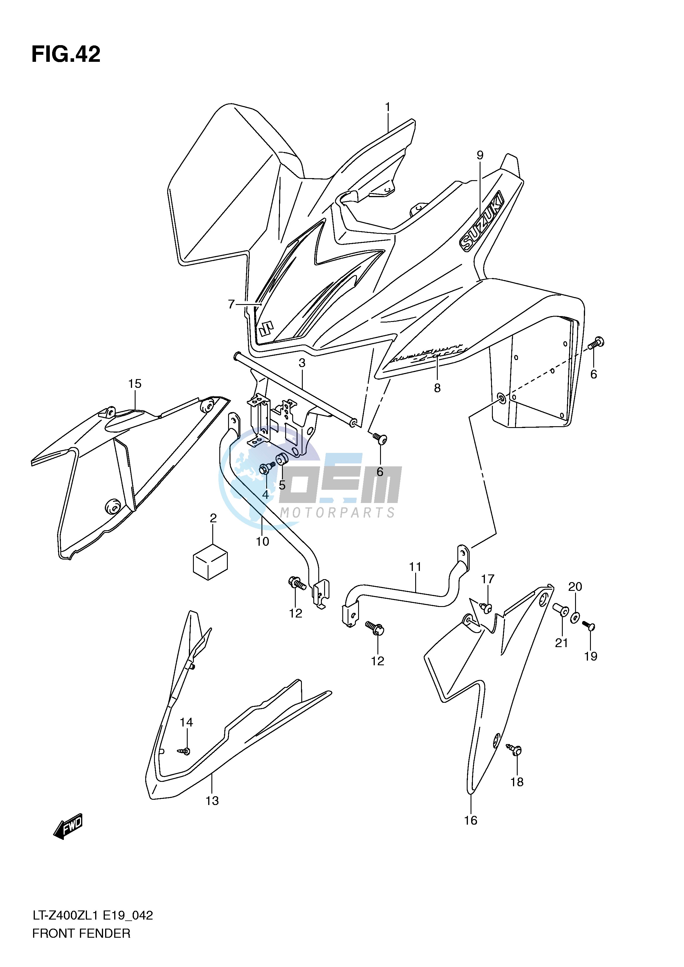 FRONT FENDER (LT-Z400L1 E19)