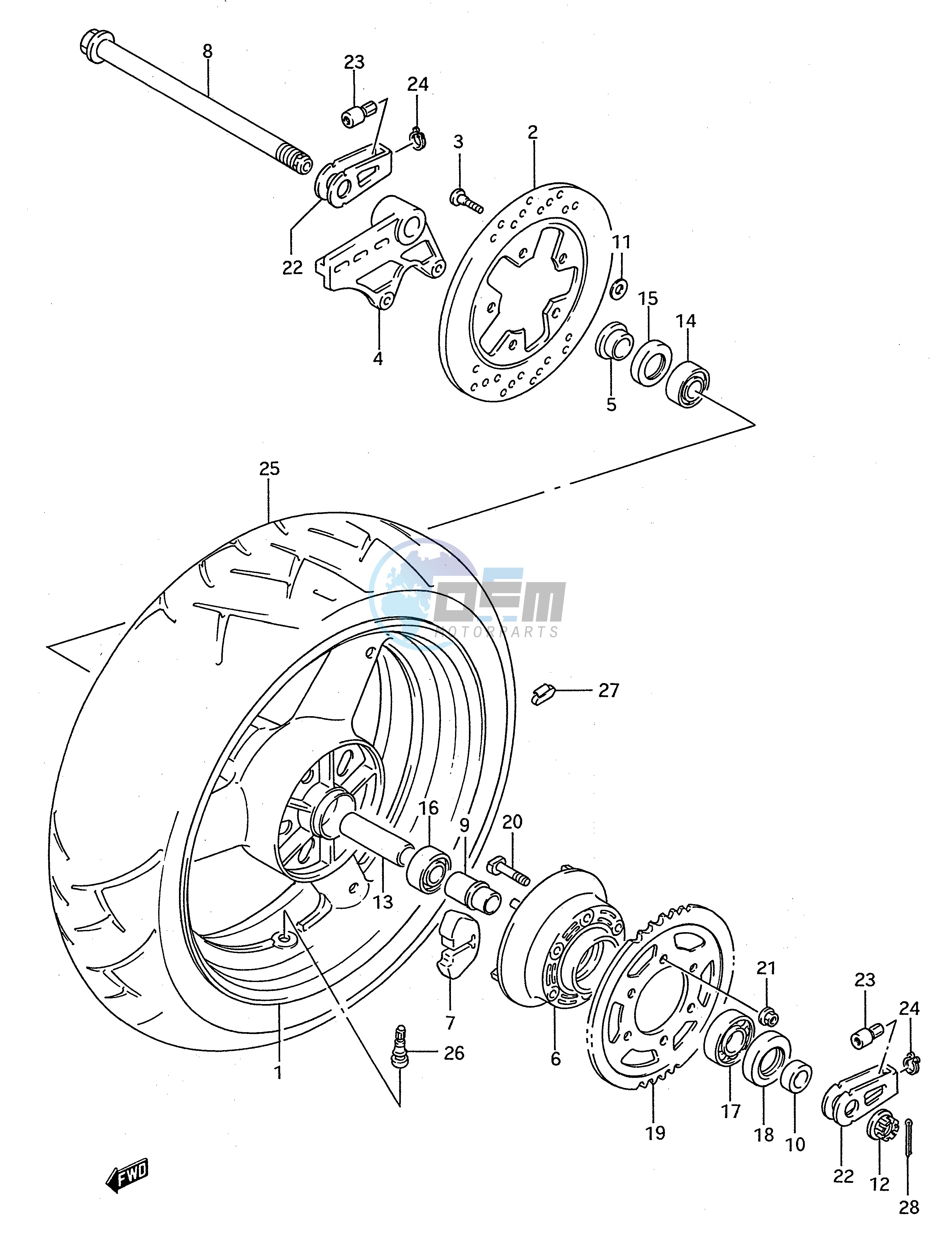 REAR WHEEL (MODEL N P)