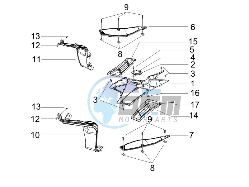 Central cover - Footrests