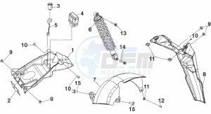 JET SPORT X R 50 drawing REAR SUSPENSION - REAR FENDER - MUD GUARD