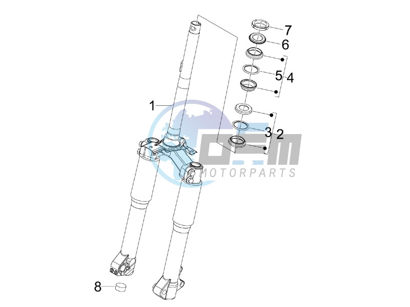 Fork steering tube - Steering bearing unit