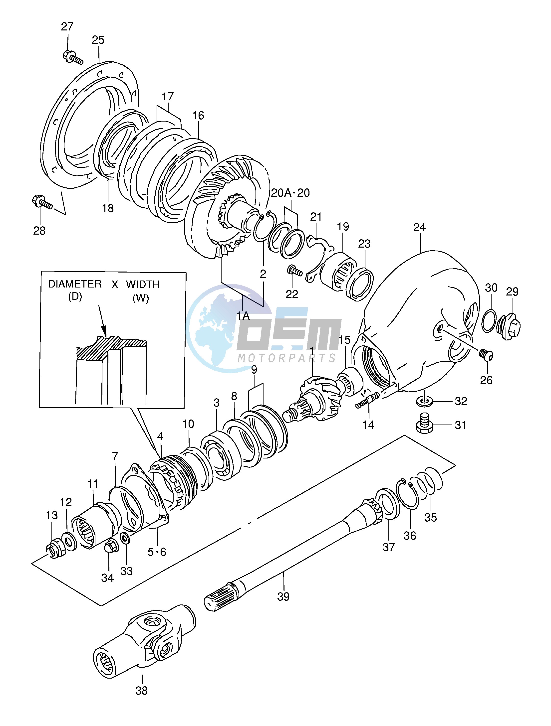 PROPELLER SHAFT FINAL DRIVE GEAR