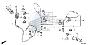 SH125ASE SH125AS UK - (E) drawing SWITCH/CABLE/MIRROR