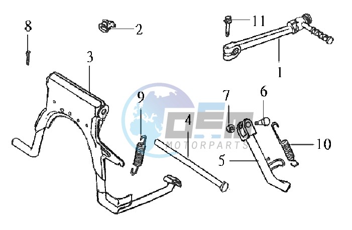 CENTRAL STAND / SIDE STAND / KICKSTARTER PEDAL