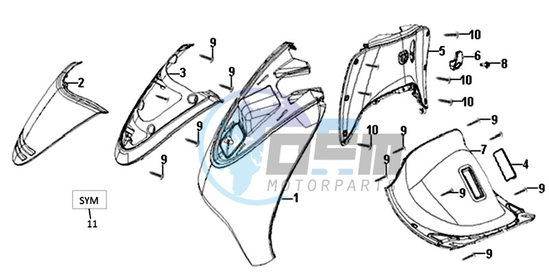 FRONT COWL / INNER LEG SHIELD /  INDICATOR LIGHTS