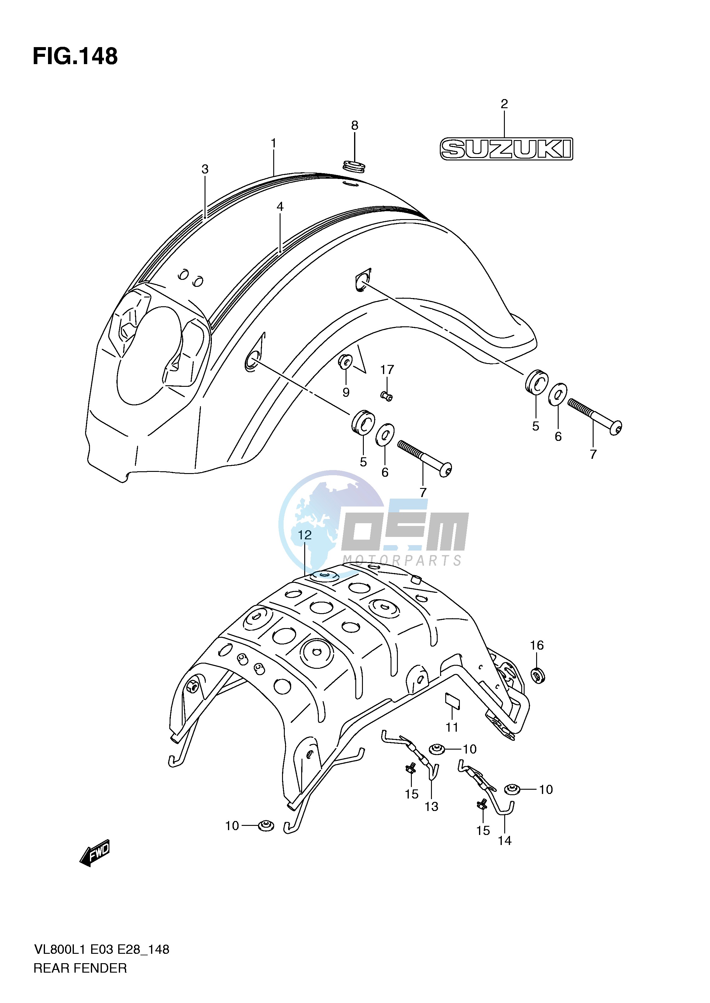 REAR FENDER (VL800CL1 E3)