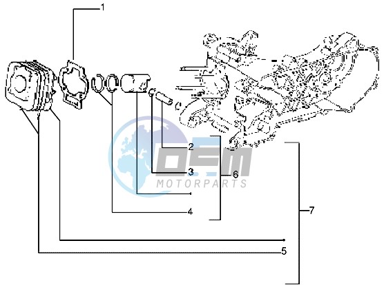 Cylinder-piston-wrist pin assy