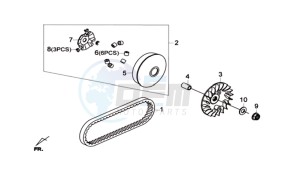 GTS 300i ABS drawing CLUTCH / V BELT