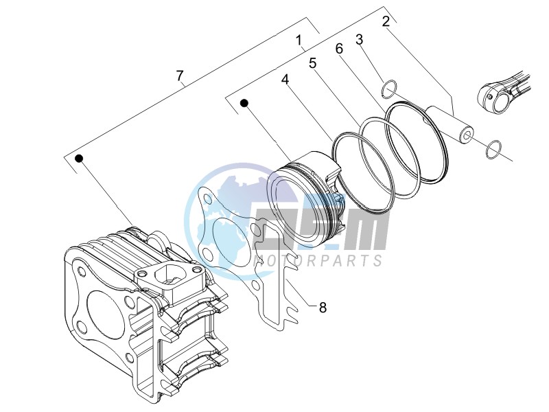 Cylinder-piston-wrist pin unit