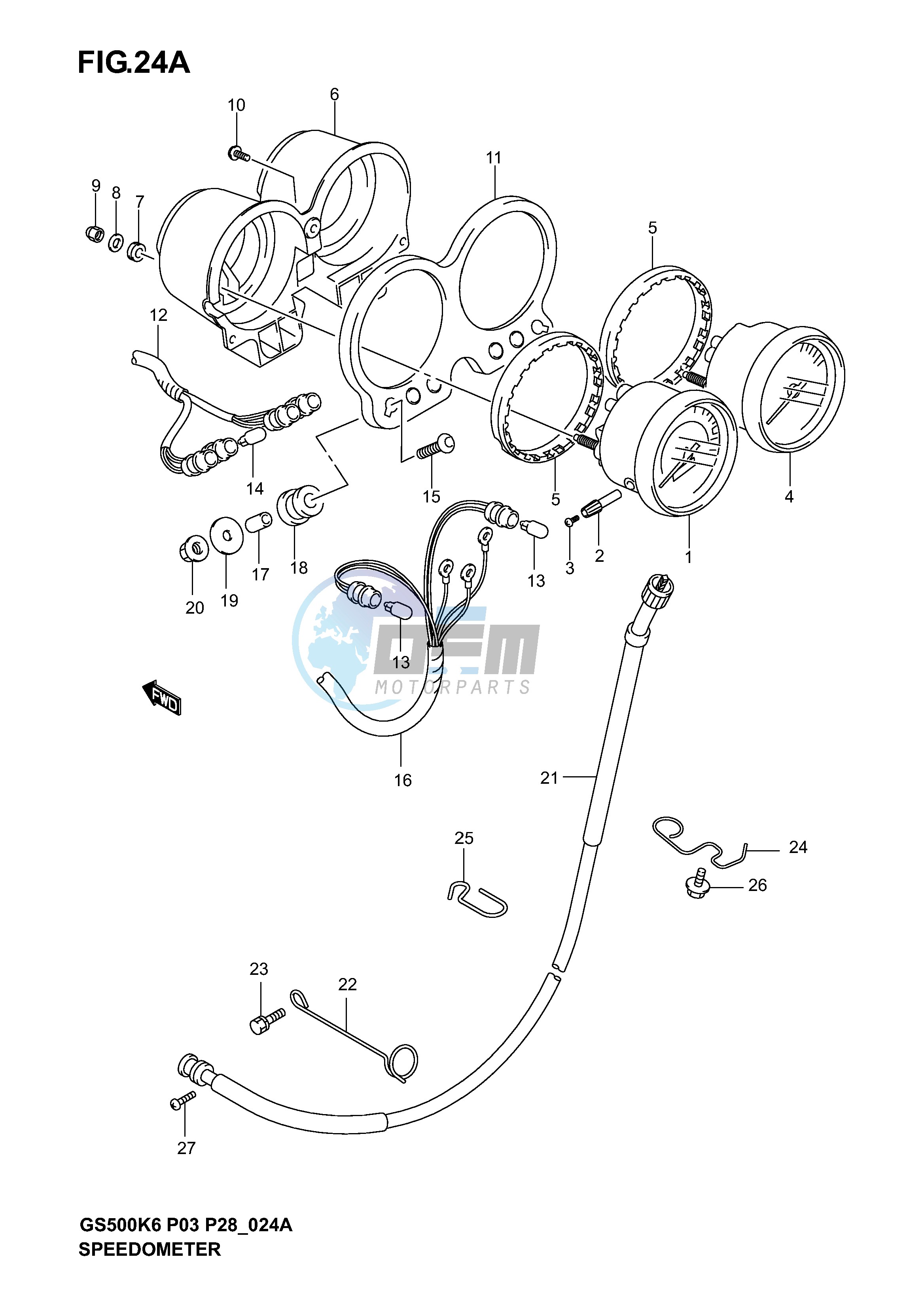 SPEEDOMETER - TACHOMETER (GS500K4 K5 K6 P28)