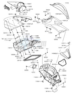 JET SKI ULTRA LX JT1500KJF EU drawing Hull Middle Fittings