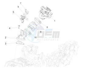 150 Sprint 4T 3V ie (APAC) (AU, CD, EX, JP, RI, TH) drawing Throttle body - Injector - Union pipe