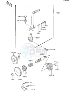 KX 80 E [KX80] (E2-E3) [KX80] drawing KICKSTARTER MECHANISM -- 85 KX80-E3- -