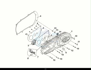 SYMPHONY ST 125 LC (XL12WW-EU) (E5) (M1) drawing L. CRANK CASE COVER