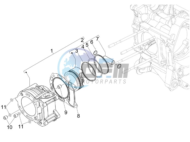 Cylinder-piston-wrist pin unit