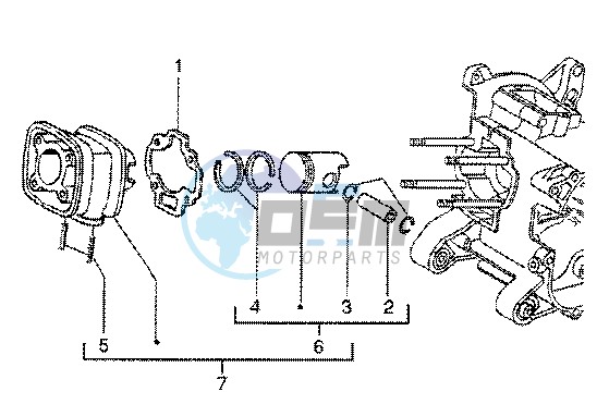 Cylinder-piston-wrist pin assy