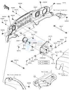 MULE SX KAF400JHF EU drawing Headlight(s)