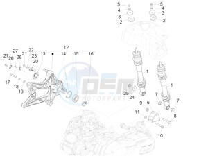 GTS 125 4T E4 ABS (EMEA) drawing Rear suspension - Shock absorber/s