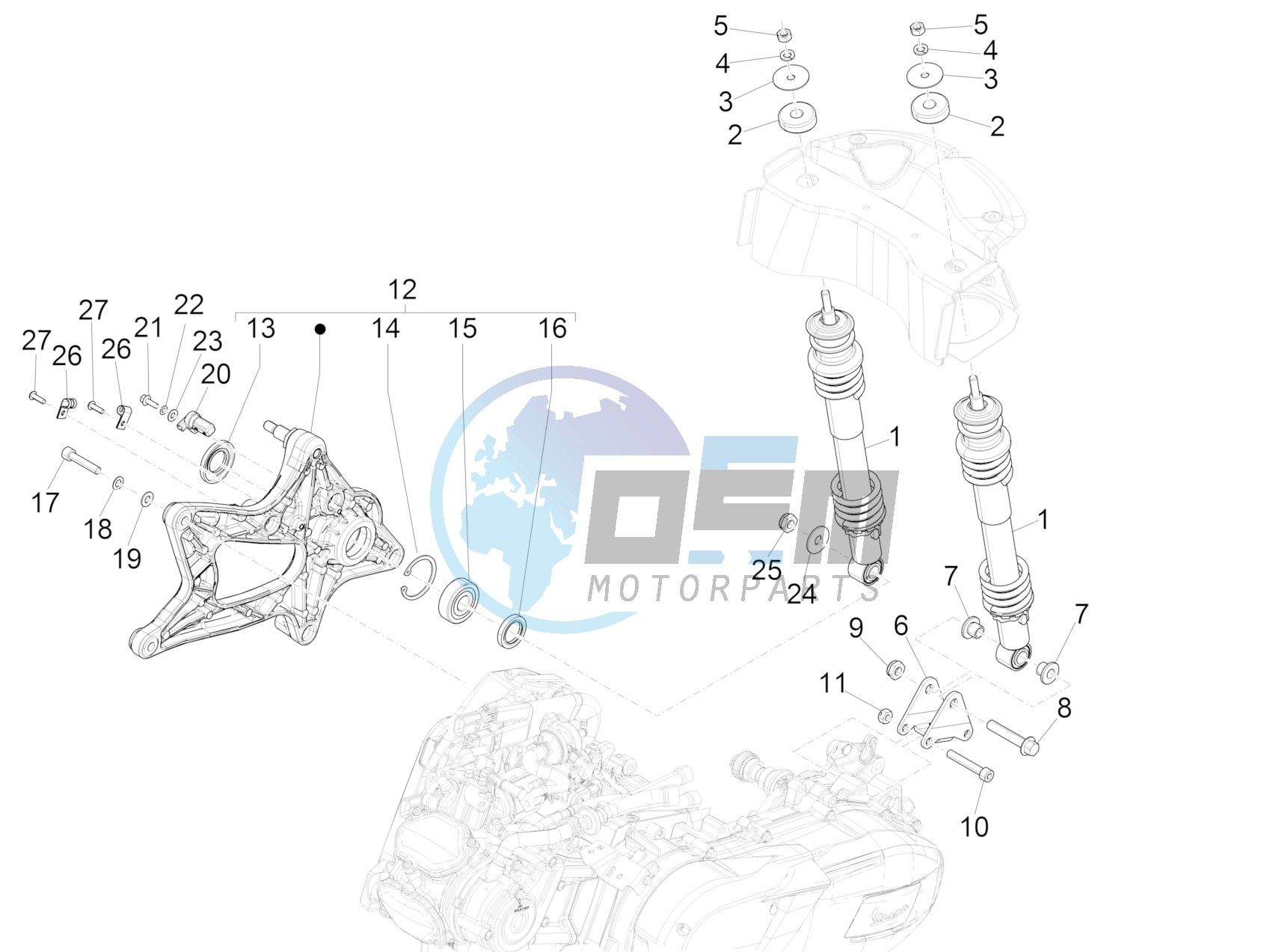 Rear suspension - Shock absorber/s