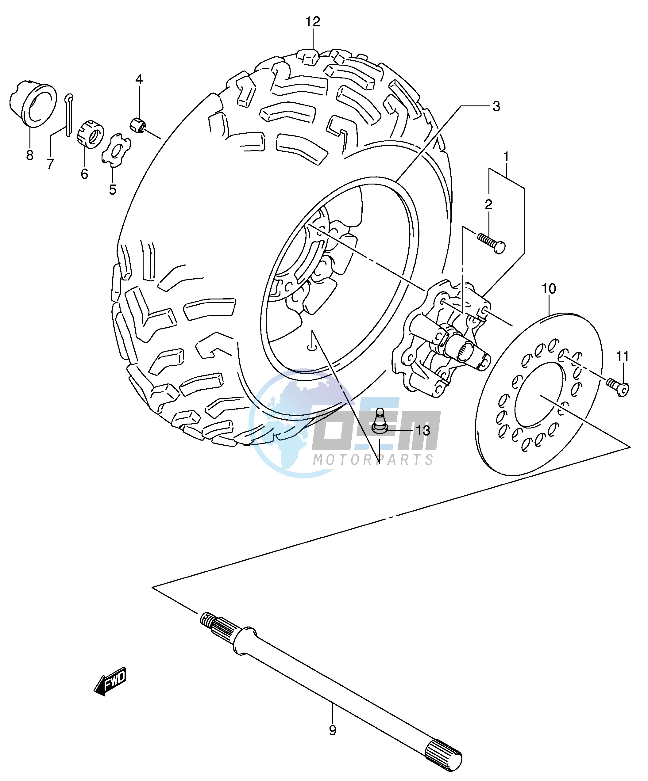 RIGHT REAR WHEEL (MODEL K4 K5)