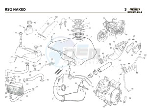 RS2 NAKED 50 drawing EXHAUST,RADIATOR,TANK, AIRFILTER