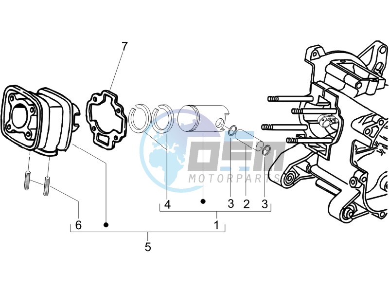 Cylinder - Piston - Wrist pin unit