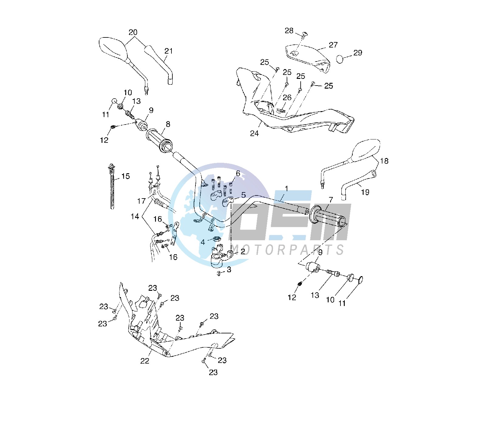 STEERING HANDLE AND CABLE 1YS9