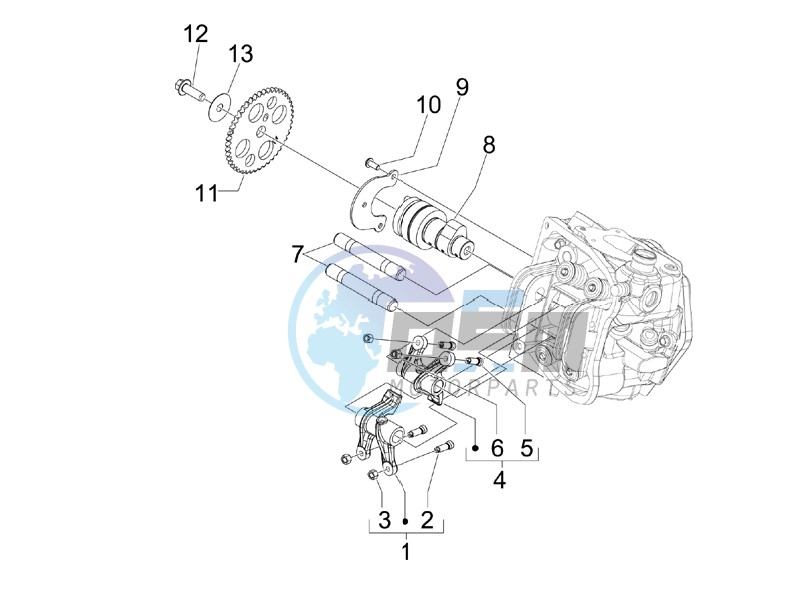 Camshaft - Rocking levers support unit