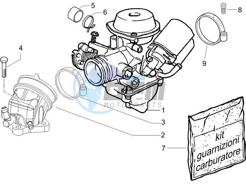 Carburettor  assembly - Union pipe