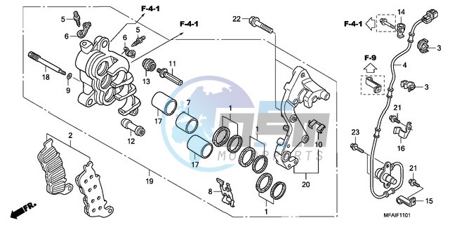 R. FRONT BRAKE CALIPER (CBF1000A/T/S)