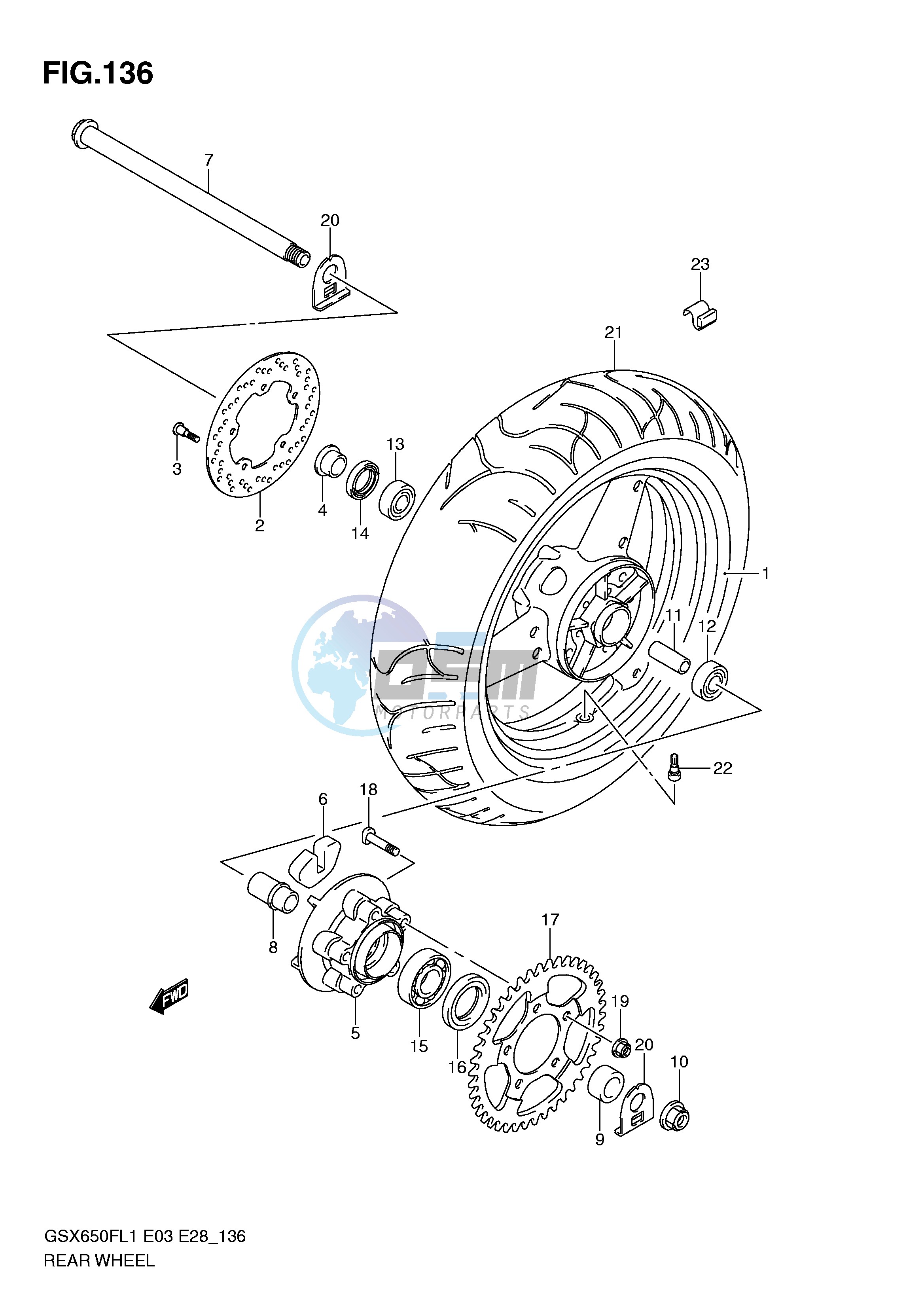 REAR WHEEL (GSX650FL1 E28)