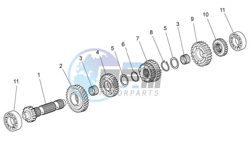 Primary gear shaft