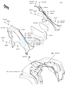 BRUTE FORCE 750 4x4i EPS KVF750HJF EU drawing Side Covers