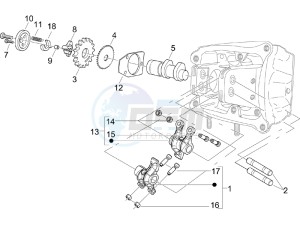 Beverly 500 (USA) USA drawing Camshaft - Rocking levers support unit