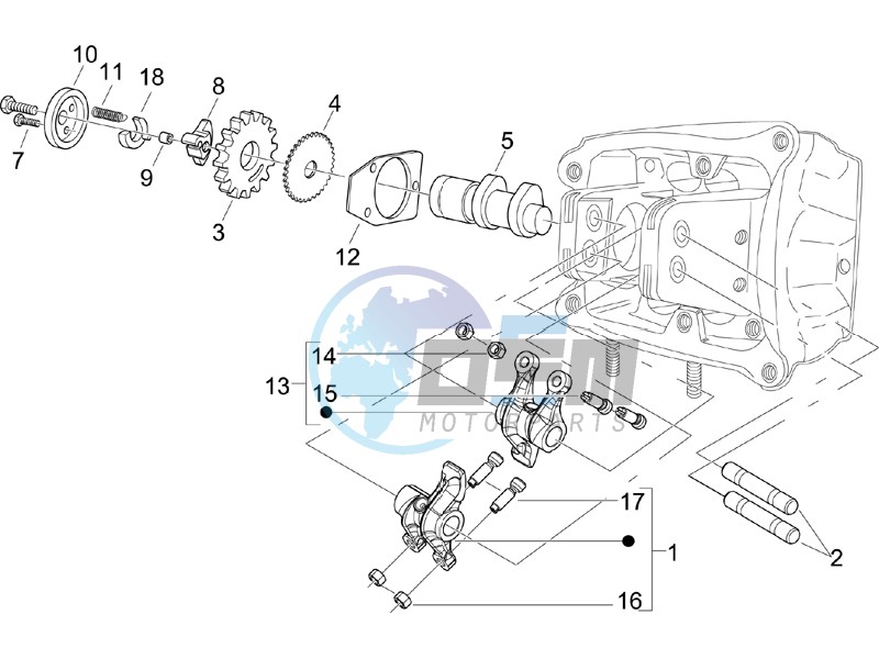 Camshaft - Rocking levers support unit