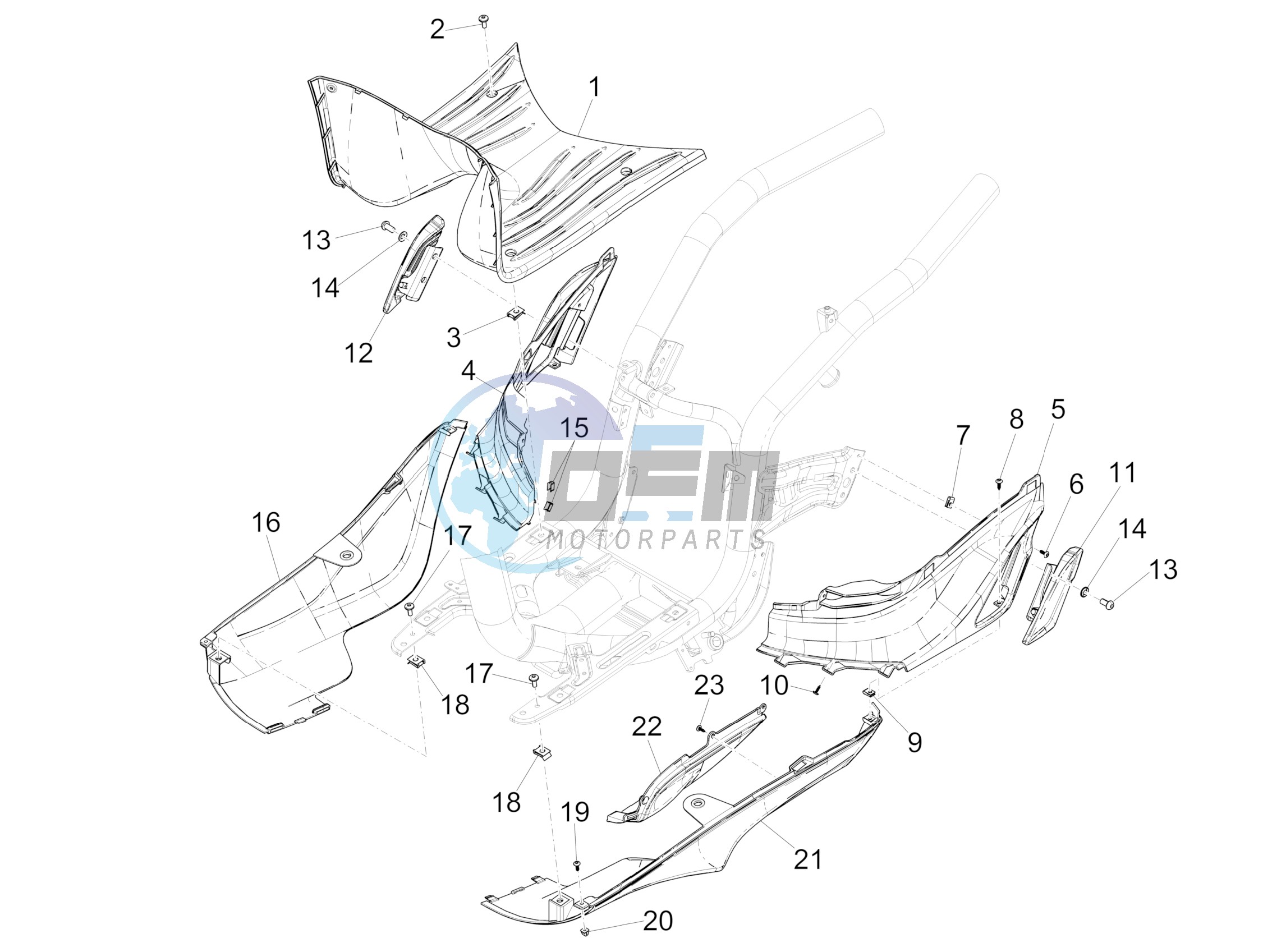 Central cover - Footrests