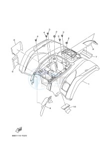 YFM450FWBD YFM45KPAJ KODIAK 450 EPS (BB57) drawing REAR FENDER