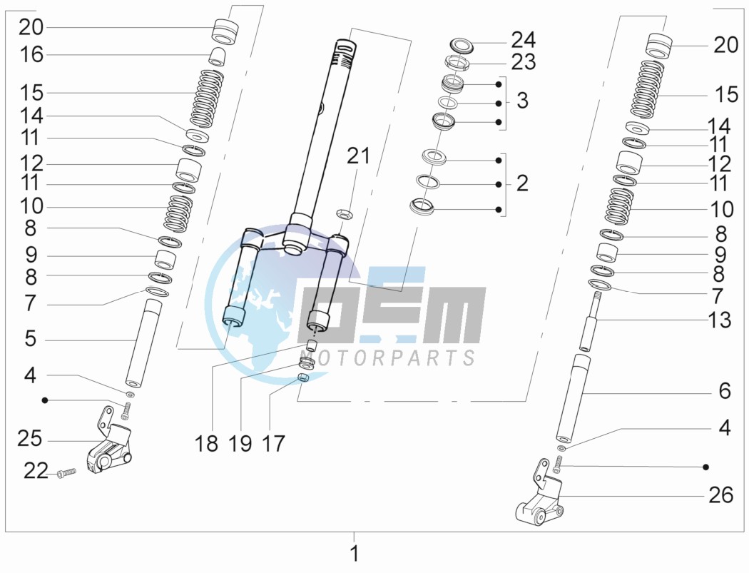 Fork steering tube - Steering bearing unit