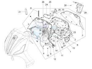 Beverly 350 4t 4v ie e3 ( USA - ca ) USA_CAL drawing Front glove-box - Knee-guard panel