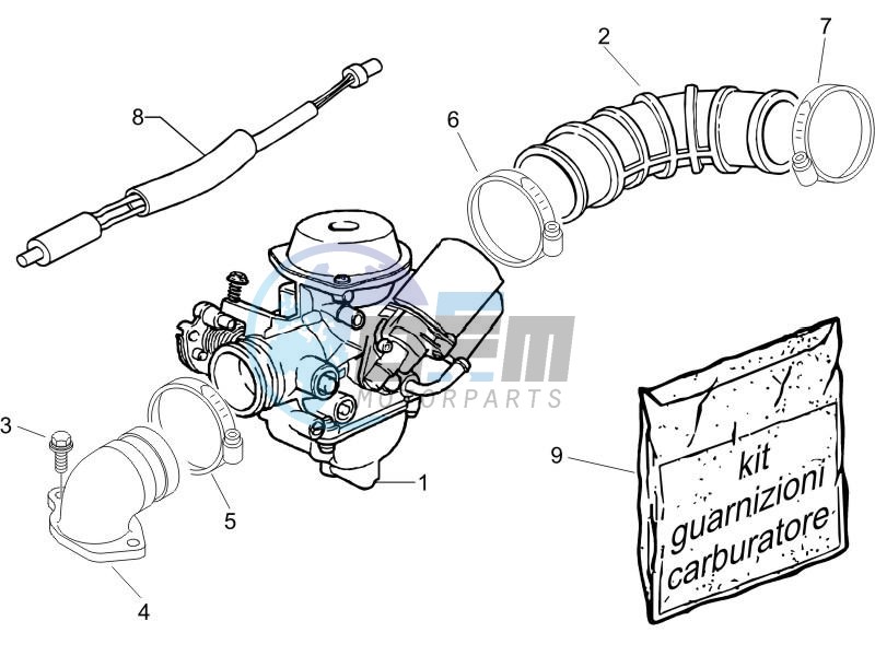 Carburettor assembly - Union pipe