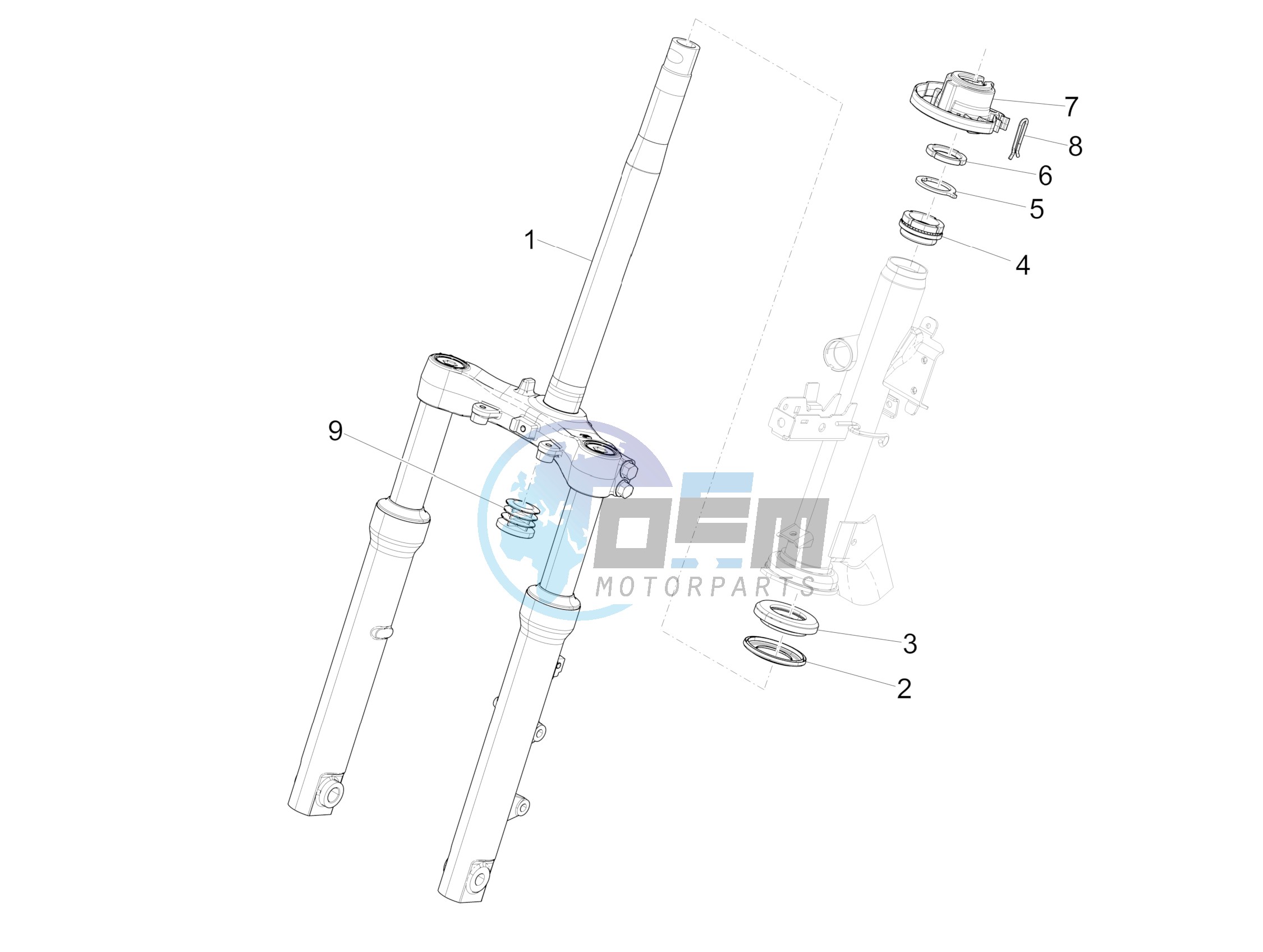 Fork/steering tube - Steering bearing unit