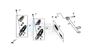 GTS 300i ABS drawing SIDE STAND - R-L  STEP BAR