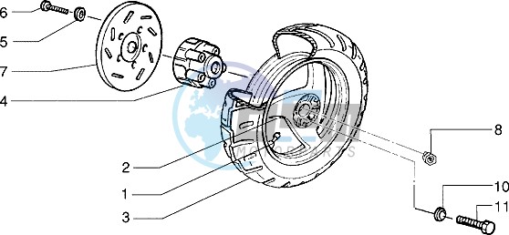 Rear wheel (Vehicle with rear hub brake)