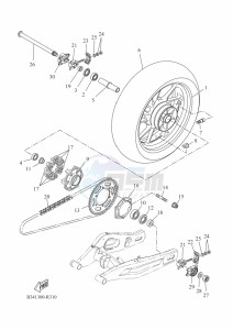 XSR700 MTM690 (BEF1) drawing REAR WHEEL